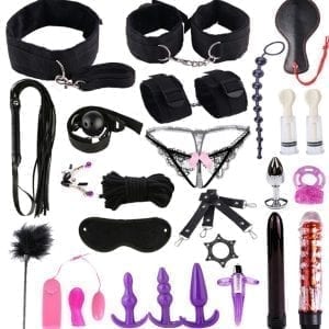 26pcs Nylon Leather Suit Sex Suit Plush Set For Couple Adult Sex Erotic Adult Toys