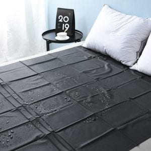 Black PVC Waterproof Bed Sheet High Gloss Breathable Bedding Adult Couple Pad