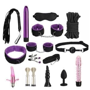 14PCS Adult Sex Toys For Couple Bondage Vibrator Dildo Whip Butt Anal Plug